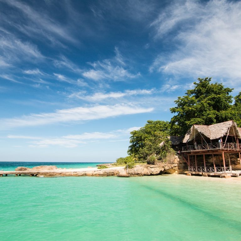 brown wooden house near beach